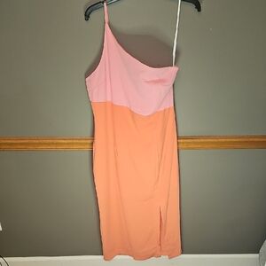 Petal & Pup One-Shoulder Pink and Orange Dress